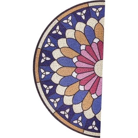Paillasson Demi-Cercle 80x40 Cm PVC Antidérapant Résistant à l'usure pour Entrée Intérieure Salon La Cuisine Tapis De Sol Coussinet à Ressorts (1/5)