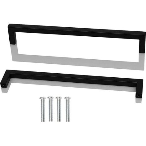 2pcs Poignee de Meuble Cuisine Noir, Acier Inox Poignées Meubles Carrée Entraxe 256 mm, pour Commode Salle de Bain, Tiroirs, Armoires, Placard, avec des vis (1/5)