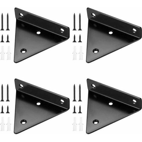 4 Pièces Supports d'étagère Flottants, Supports à Tablettes Muraux Triangulaires Invisibles, Equerre Etagere Murale Métal pour étagère (1/4)