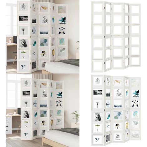 Cloison de séparation 5 panneaux blanc bois de paulownia massif - Séparateur De Pièce - Écran D'intimité - Cloison Pliable - Décoration Murale - Meuble Design - Home & Living (1/5)