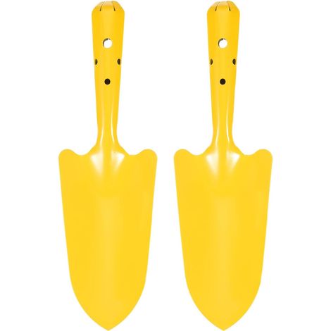 2pcs Mini Pelle Mains Colorée en Métal 11" x 3" Ensemble De Truelle De Jardin pour Creuser Le Sol, Planter, Désherber Et Transplanter, Jaune (1/5)