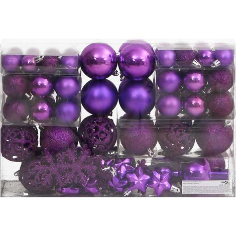 Ensemble de boules de Noël 111 pièces violet polystyrène