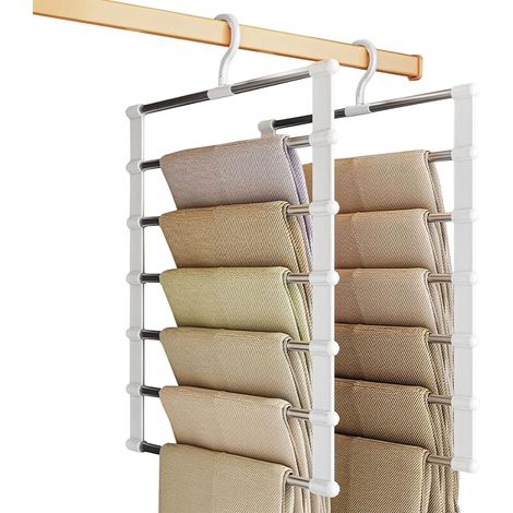 Lot de 2 cintres pour pantalons - Peu encombrants - Antidérapants - Pliables - Pour pantalons, jeans, jupes, écharpes, serviettes et cravates (1/5)