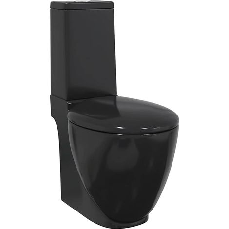 Toilette en céramique ronde écoulement d'eau au fond noir
