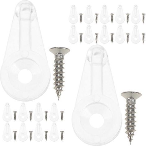 25 pinces de porte en verre pour fixer des attaches en plastique transparent. (1/5)