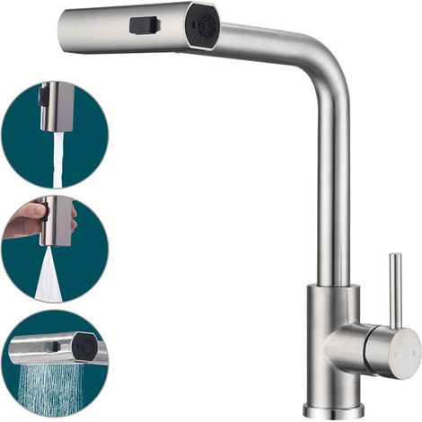 Robinet de cuisine douche extractible robinet de cuisine mitigeur de cuisine avec mitigeur d'évier de douche21.66.432cm (1/5)