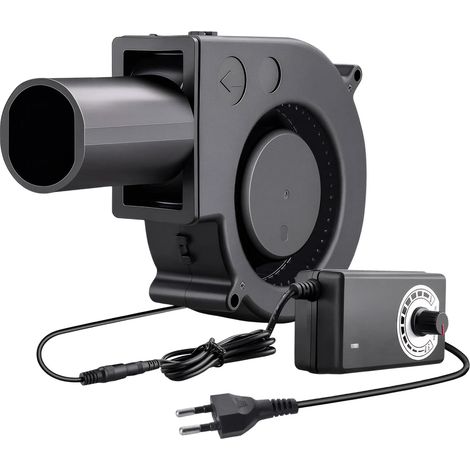 Ventilador de turbina de 12V con control de velocidad y salida de aire, ideal para chimeneas, picnics, camping, barbacoas, aire acondicionado y ventilación.