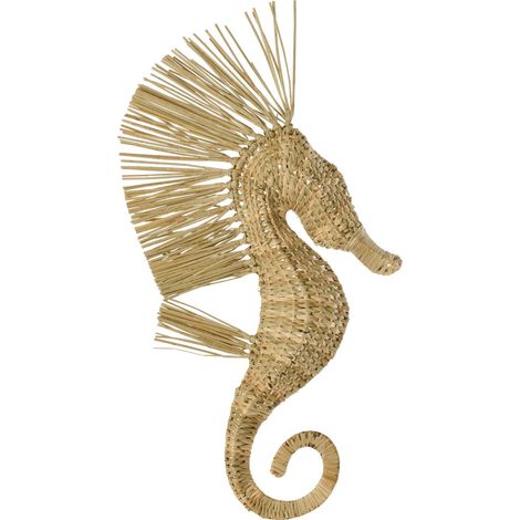 Objet mural hippocampe en fibres naturelles - Naturel (1/4)