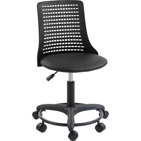 HOMCOM silla de escritorio sin brazos, silla de oficina giratoria, con respaldo hueco, asiento acolchado, altura ajustable, negro