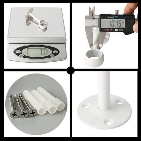 Support Tringle Rideau Plafond en Acier Inoxydable, Support Tringle Penderie pour Tube de rond Ø 25 mm, Blanc Brillant 2 Pcs (1/5)
