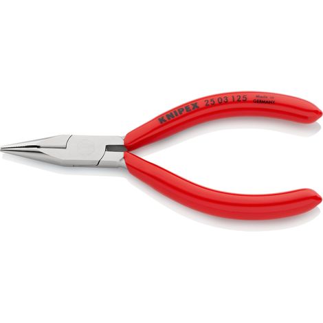 KNIPEX 25 03 125 Pinza per meccanica - con becchi mezzotondi con tronchese (pinza per radiotecnici) rivestiti in resina sintetica cromata 125 mm