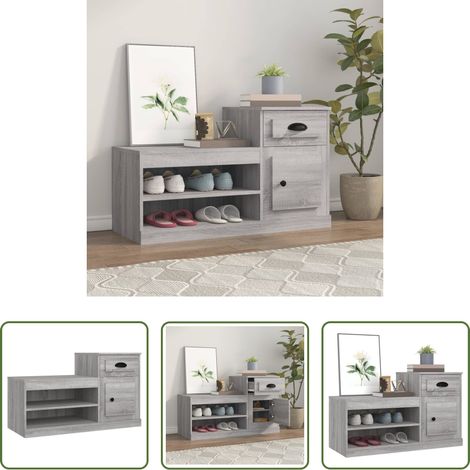 vidaXL Armoire basse - Armoire à chaussures sonoma gris 100x42x60 cm bois d'ingénierie (1/5)