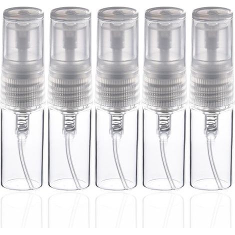 Lot von 5 Mini-Flakons für Parfümzerstäuber und Glas, transparent, wiederaufladbar für Reisen (3 ml) (1/5)