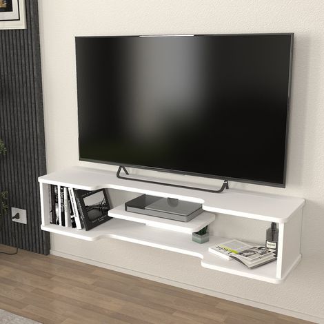 TV-Lowboard hängend Yrela 120x30x26 cm Weiß [en.casa]