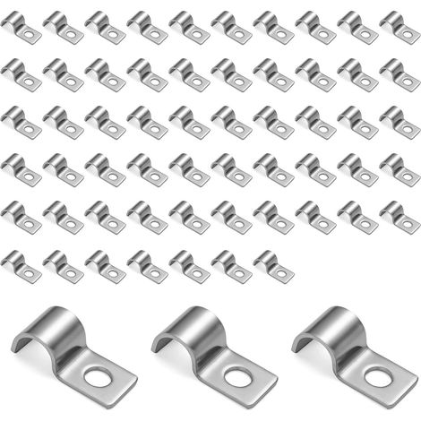 60 Pièces Fixation Cable-electrique, U-tube Pince en Acier Inoxydable Collier Fixation Tube pour Les Câbles D'un Diamètre de 10 mm, pour La Maison, L'extérieur, Le Jardin, L'usine (1/5)