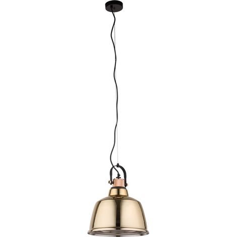 Hängelampe in Gold Metall Glas E27 Ø30cm rund (1/3)