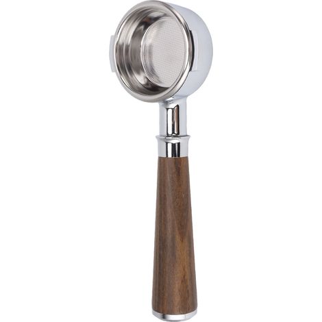 Porte-filtre sans fond 58 mm en alliage d'aluminium, 2 oreilles, avec panier-filtre et finition palissandre noir. (1/5)
