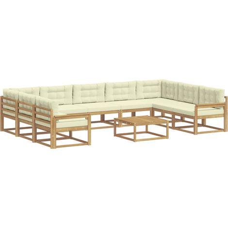 Set di divani da esterno 10 pz Bianco e Crema vidaXL (1/5)