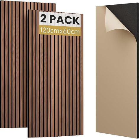 Self-adhesive wood veneer acoustic panels, 120x60x1.8cm 3D wall panels in wood look, acoustic panels for acoustic treatment and wall decoration, living room (1/5)