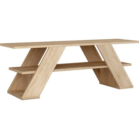 Meuble TV en bois coloris chêne cambrian - longueur 120 x profondeur 34 x hauteur 40 cm (1/3)