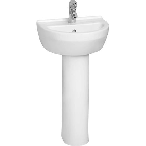 Vitra S50 Basin and Full Pedestal 450mm Wide - 1 Tap Hole (1/3)