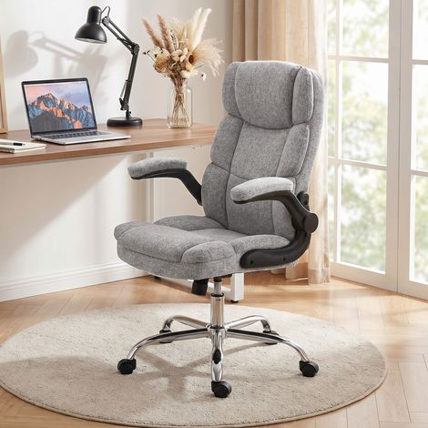 Fauteuil de bureau massant 4 points avec fonction chauffage, accoudoirs rabattables, gris (1/5)