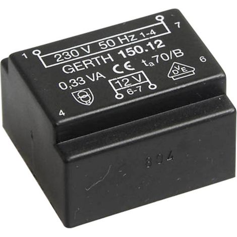 Gerth PT151501 Transformateur pour circuits imprimés 1 x 230 V 1 x 15 V/AC 0.35 VA 23 mA V056201 (1/2)