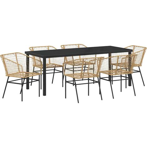 Maison Exclusive - Set da Pranzo per Giardino 7 pcs Marrone polyrattan