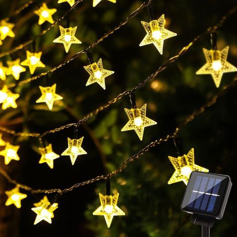 Solar Star Lights Outdoor, 50 LED 7m Waterproof Starry Lights for Thanksgiving Christmas Decorations, Suitable for Bedroom, Garden, Patio (Warm White) (1/5)