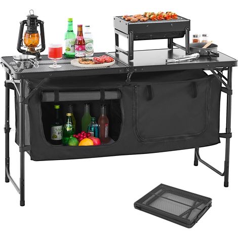Table de cuisine de Camping Table de cuisine extérieure Station de cuisine Portable légère en aluminium pour barbecue fête pique-nique RV voyage (1/5)
