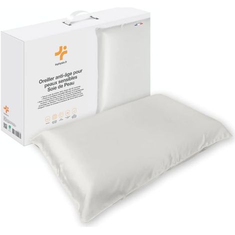 Oreiller mémoire de forme - INPHYSIO - Soie de Peau - Taie soie mûrier 100% 6A - Ions d'argent SILVADUR - Hypoallergénique 60x40 (1/5)