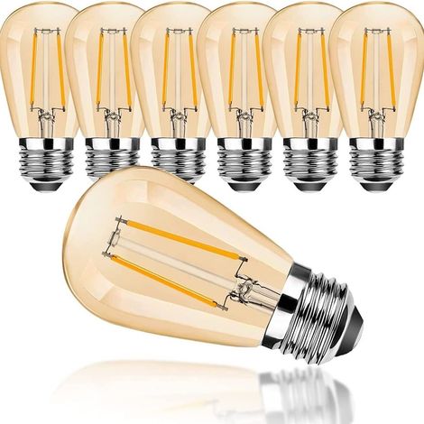 Filiyano-Ampoule LED E27 S14 2W blanc chaud 2700K style rétro en verre pour guirlandes lumineuses extérieures (remplacement). (1/5)