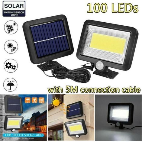 Lampe solaire d'extérieur - MINGMEI - 100 LED - Détecteur de mouvement - Étanche - Câble de 5 m-AquaForge
