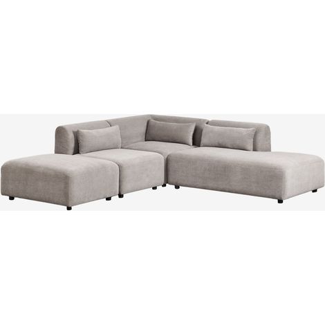 SKLUM 3-teiliges modulares Ecksofa mit Chaiselongue rechts und Fogler-Hocker                                   