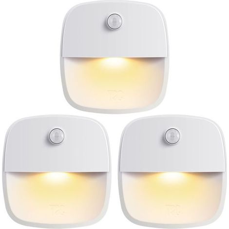 Lampe d'Intérieur à Détecteur de Mouvement, Éclairage d'Escalier, à Piles, Veilleuse LED Autocollante Sans Fil [Lot de 3] (1/5)