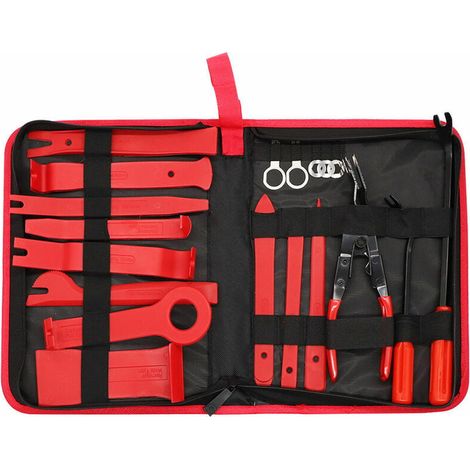 Outil Démontage Garnitures - Kit 19 Pièces en Nylon Renforcé pour Panneaux Intérieurs Voiture Tableau de Bord Porte Autoradio - 1 Set