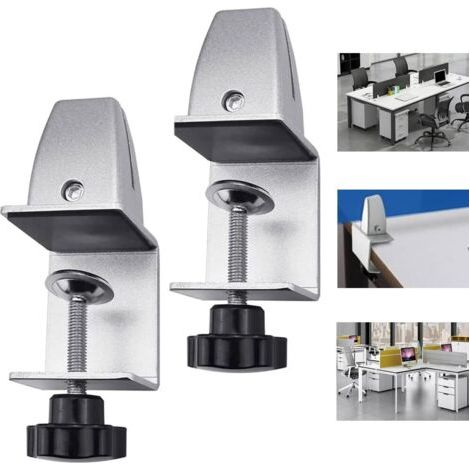 2 PCS Pinces Verre Réglable en Alliage d'Aluminium Pince de Table en Plexiglas Support de Cloison Clip de Séparation d'Écran pour 32-40mm de Cloison de Confidentialité Bureau Laboratoire (1/5)