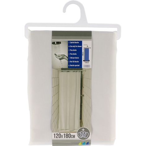 Rideau spécial douche Blanc 120 x 180 cm anneaux inclus - TENDANCE (1/2)