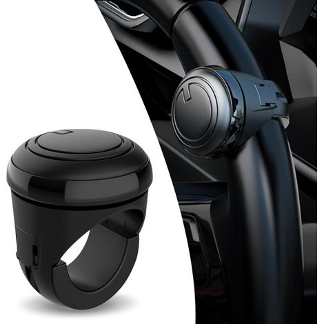 Adatto a camion, SUV e auto, questo accessorio monoblocco per volante si installa senza attrezzi. Rotatore antiscivolo per volante per veicoli (nero). (1/4)