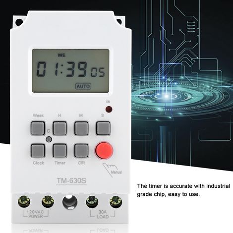 Minuteur programmable numérique intelligent 110V, interrupteur temporisé électrique durable avec écran digital, contrôle automatique, minuterie de prise pour appareils électriques (1/5)