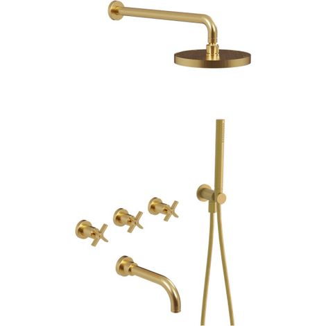 Mélangeur Bain Douche Encastré Or Brossé CROSS ROAD - CRISTINA ONDYNA CR11396P