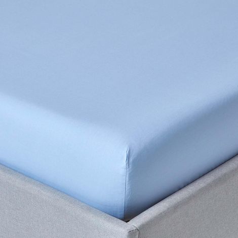 HOMESCAPES Blue Egyptian Cotton Fitted Sheet 200 Thread Count, King - Blue