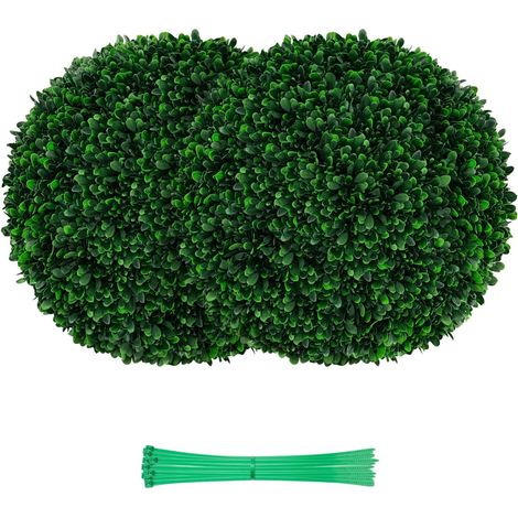 COSTWAY 2 Boules de Buis Artificielles 52 cm Résistantes aux UV, Plantes en Boules de Faux Topiaire Artificielles, Décoratives pour Intérieur Extérieur de Porche Balcon Jardin Mariage, Vert Foncé (1/5)