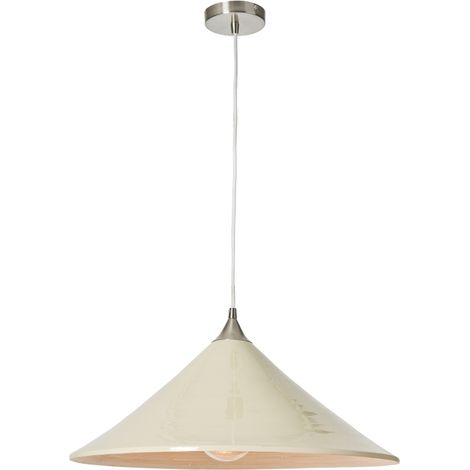 Litecraft Ceiling Pendant 1 Light With Large Cream Bamboo Shade - Satin Nickel (1/5)