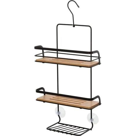 Mensola 3 ripiani Feridras nero/bamboo (1/4)