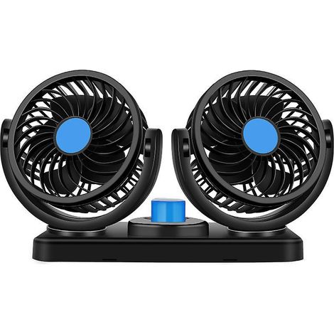 12v Usb Double Tte Grand Ventilateur De Refroidissement Par Air Voiture Petit Ventilateur Lectrique Rglable En Deux Vitesses (1/5)