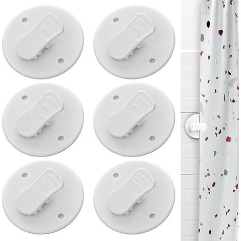 Pinces pour rideau de douche, lot de 10, pinces de protection coupe-vent, pinces autocollantes pour rideau de douche, supports pour rideau de douche, petites pinces pour rideaux de douche (1/5)
