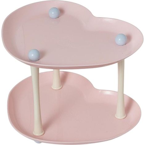 Estante de almacenamiento de esquina de doble capa para encimera, estante de almacenamiento de acrílico para encimera de baño, rosa, adecuado para el cuidado de la piel y cosméticos. (1/4)