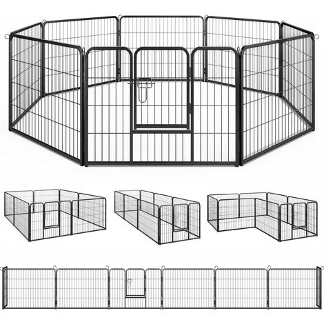 COSTWAY Recinto per Cani Interno ed Esterno, 8 Pannelli Altezza 60/80 CM Recinzione per Piccoli/Medi Animali/Coniglio/Gatto, Cancelletto Portatile Pieghevole con Porta (190 x 60 cm) (1/5)