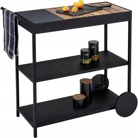 Wenko Miro carrito de servicio negro 80 cm para barbacoa